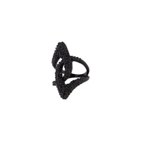 Black Rhinestone Abstract Loop Ring - link has visual effect only