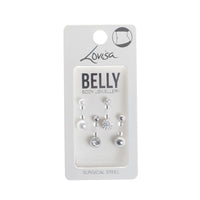 Surgical Steel Pave & Diamante Belly Bar 4-Pack - link has visual effect only