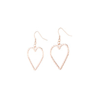 Rose Gold Rope Look Heart Drop Earring - link has visual effect only