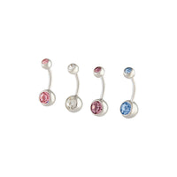 Rhodium Mixed Metal Belly Bar 4-Pack - link has visual effect only