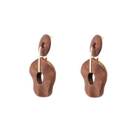 Brown Wooden Wavy Disc Earrings - link has visual effect only
