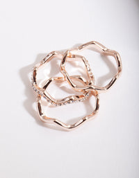Rose Gold Zig Zag Diamante Ring Stack - link has visual effect only