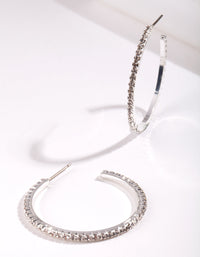 Silver Medium Diamante Hoop Earrings - link has visual effect only