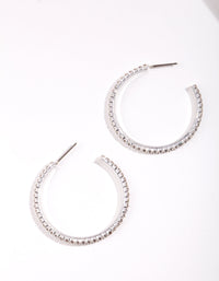 Silver Medium Diamante Hoop Earrings - link has visual effect only