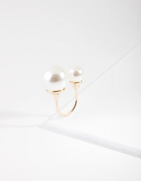 Gold Mix Shape Pearl Open Ring - link has visual effect only
