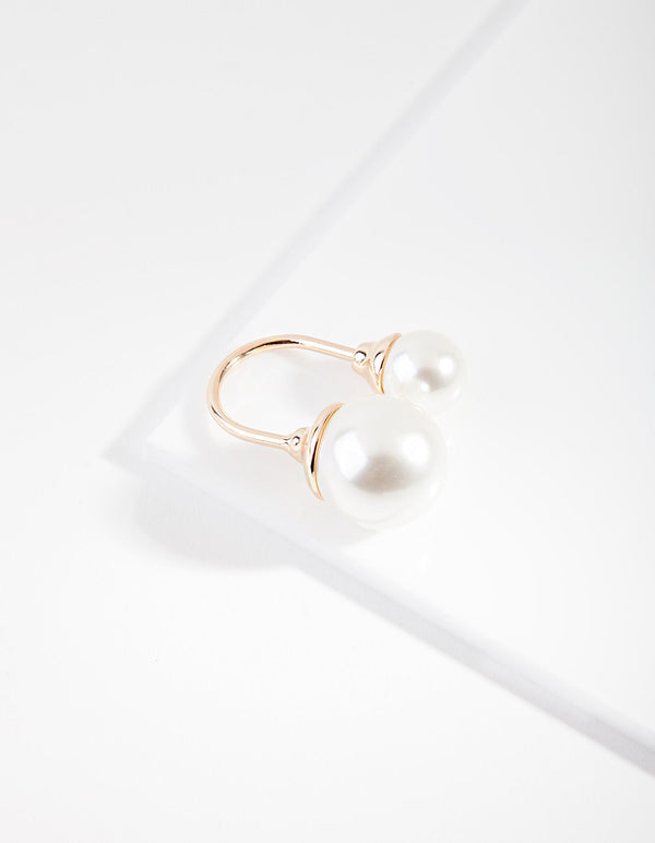 Gold Mix Shape Pearl Open Ring