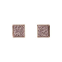 Rose Gold Glitter Inlay Square Earrings - link has visual effect only