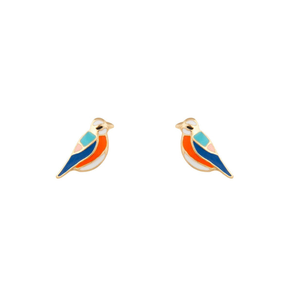 Mini Multicoloured Bird Stud Earrings