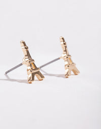 Gold Mini Eiffel Tower Stud Earrings - link has visual effect only