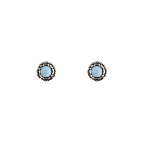 Cracked Turquoise Round Stud Earrings
