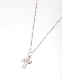 Sterling Silver Diamante Cross Pendant Necklace - link has visual effect only