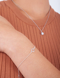 Sterling Silver Cut Out Fine Heart Bracelet - link has visual effect only