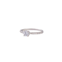 Sterling Silver Diamante Stone & Band Ring - link has visual effect only