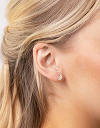 Sterling Silver Moon & Star Diamante Studs - link has visual effect only