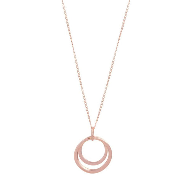 Rose Gold Double Circle Long Necklace