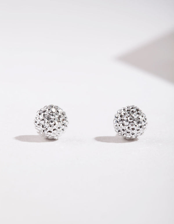 Silver Mini Fireball Stud Earrings