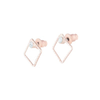 Rose Gold Geometric Square Diamante Stud Earrings - link has visual effect only