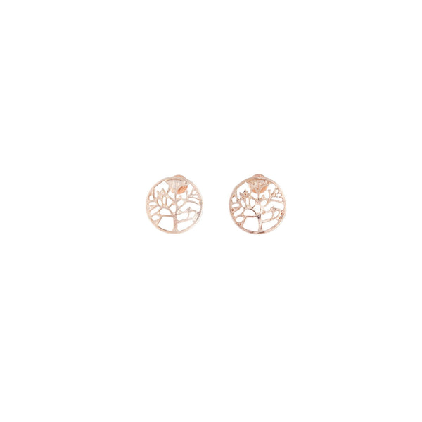 Rose Gold Tree Of Life Stud Earrings