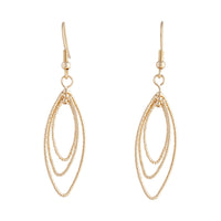 Gold Triple Diamond Cut Navette Drop Earrings - link has visual effect only