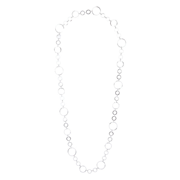 Silver Diamond Cut Multi Circle Lariat Necklace