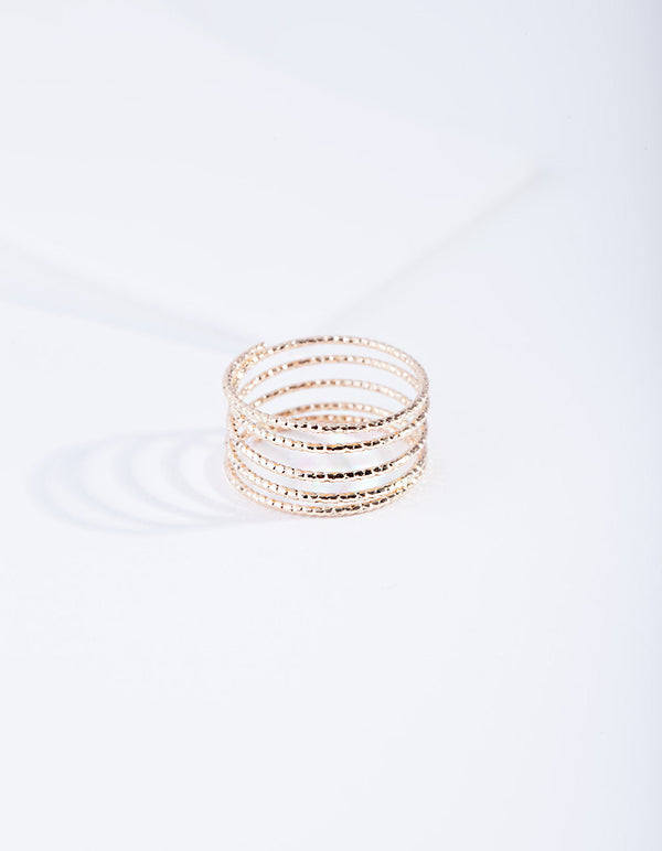 Gold Diamond Cut Spiral Ring