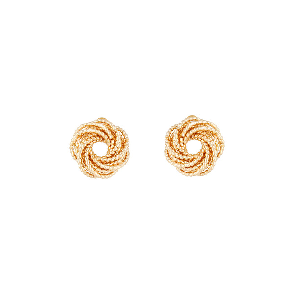 Gold Diamond Cut Knot Stud Earrings