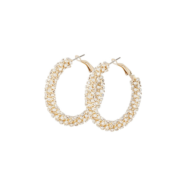 Gold Cup Chain Diamante Hoop Earrings