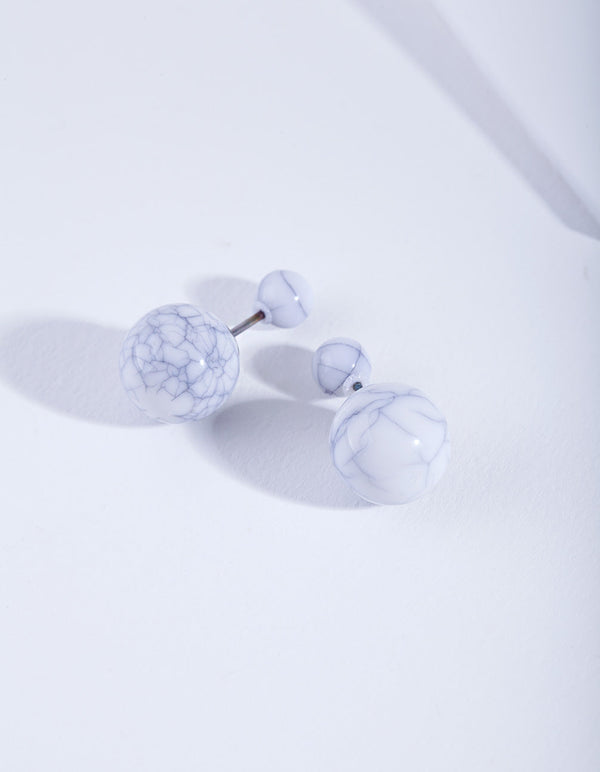 White Cracked Ball Earrings