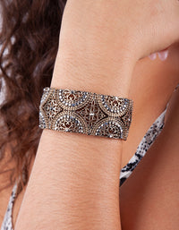 Gold Grey Diamante Filigree Stretch Bracelet - link has visual effect only