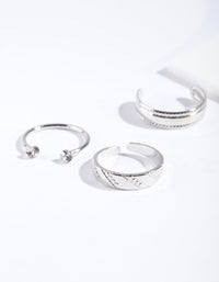 Rhodium Open Diamante Toe Ring Pack - link has visual effect only