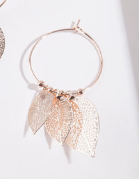 Rose Gold Filigree Leaf Hoop Earrings - link has visual effect only