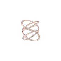 Rose Gold Diamante Double Crossover Ring - link has visual effect only
