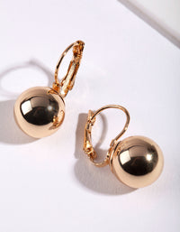 Gold Euro Ball Conti Clasp Earrings - link has visual effect only