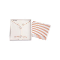 Rose Gold Crystal Extended Necklace Earrings Set - link has visual effect only
