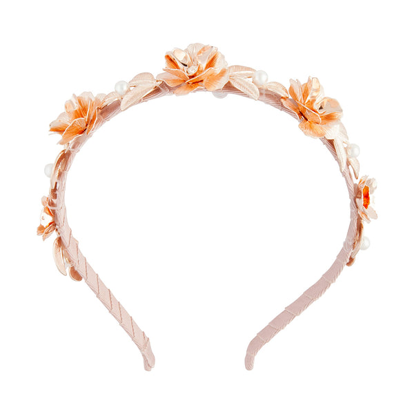 Floral Pearl Headband in Pink & Rose Gold