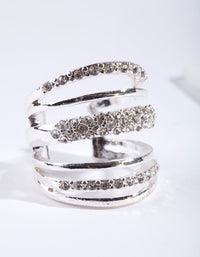 Silver 6 Band Diamante Ring - link has visual effect only