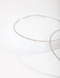 Rhodium Fine Crystal 8cm Hoop Earrings - link has visual effect only