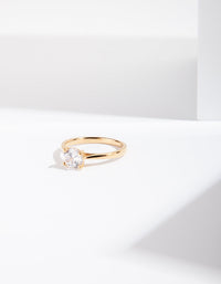 Gold Plated Sterling Silver Round Engagement Ring - link has visual effect only