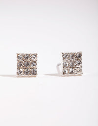Silver Pave Diamante Square Stud Earrings - link has visual effect only