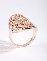 Rose Gold Filigree Shield Ring - link has visual effect only