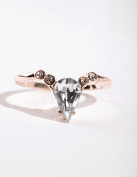 Rose Gold Crystal V-Shaped Ring - link has visual effect only