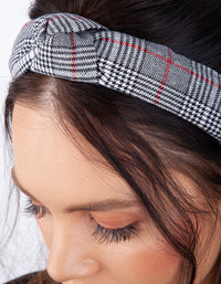 Black White Check Red Stripe Headband - link has visual effect only