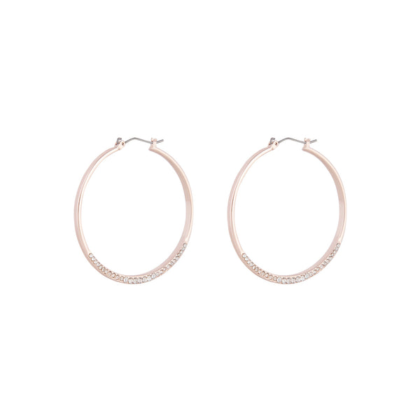Rose Gold Diamante Detailed Hoop Earrings