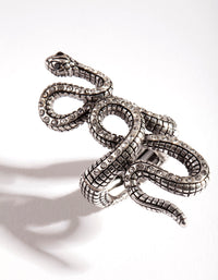 Silver Snake Diamante Stretch Ring - link has visual effect only