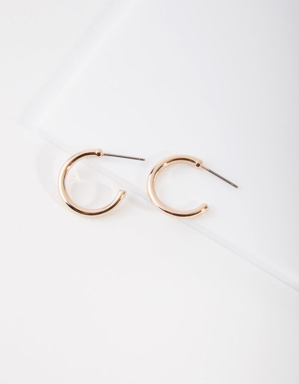 Gold Small Thick Hoop Earrings