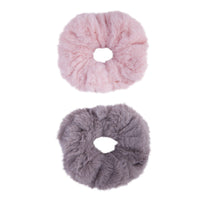 Faux Fur Grey Pink Scrunchie Set - link has visual effect only