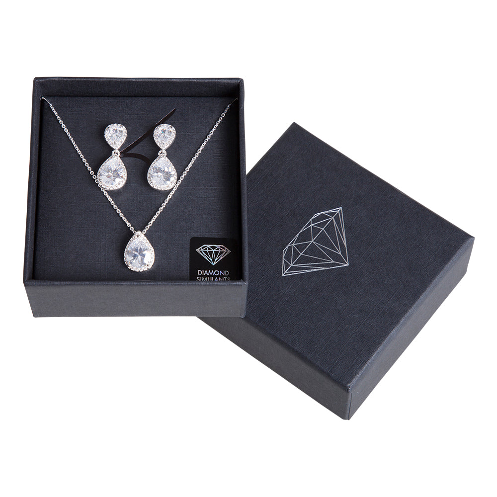 Set Diamond Square Cluster Pendant Necklace Matching Stud Earrings (3/8 In  Sterling Silver | idusem.idu.edu.tr