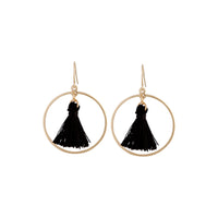 Gold Black Circle Tassel Drop Earrings - link has visual effect only