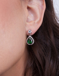 Encircled Mini Emerald Pear Drop Earrings - link has visual effect only