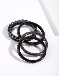 Black Fine Diamante Ring Stack - link has visual effect only